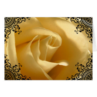 Blank Inside Yellow Rose Fancy Black Customizable