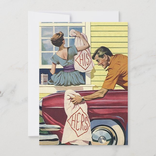 Blank Invitation Announcement His Hers Retro Style (Front)