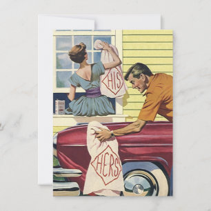 Blank Invitation Announcement His Hers Retro Style