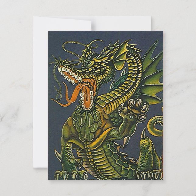 Blank Invitations Colourful Growling Party Dragon (Front)