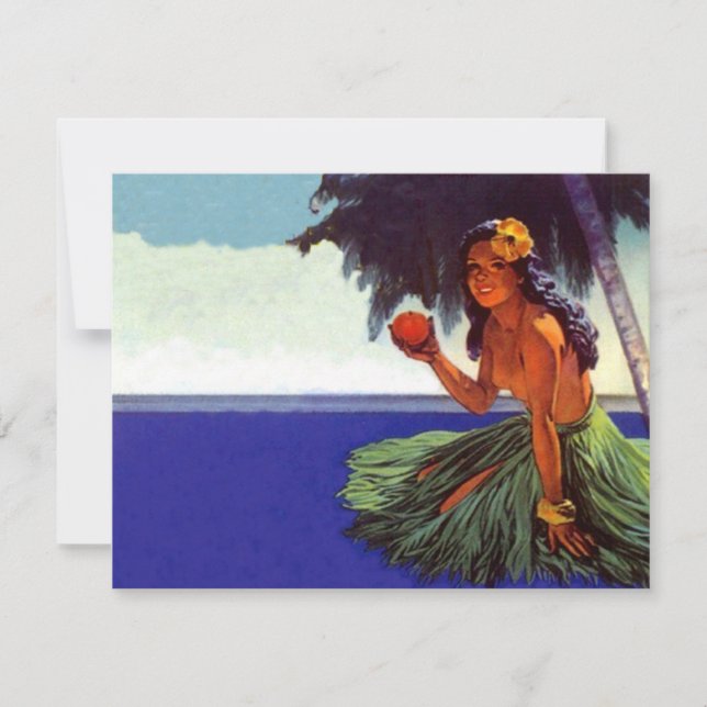 Blank Invitations Vintage Tropical Isle Luau Party (Front)