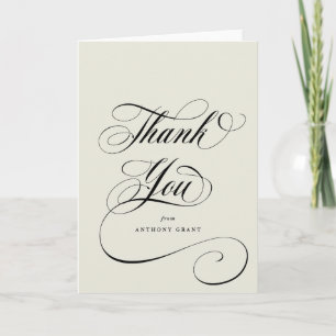 Blank Ivory Elegant Script Graduation Thank You Card