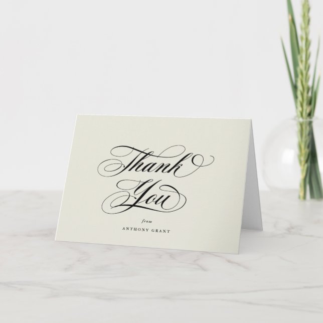 Blank Ivory Elegant Script Graduation Thank You Card (Front)