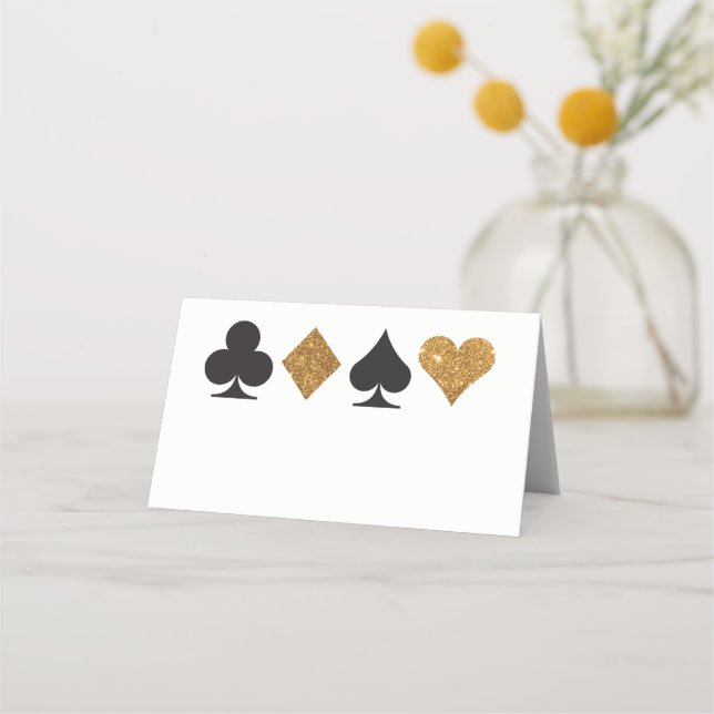 Blank Las Vegas Gold Faux Glitter Place Card (Front)