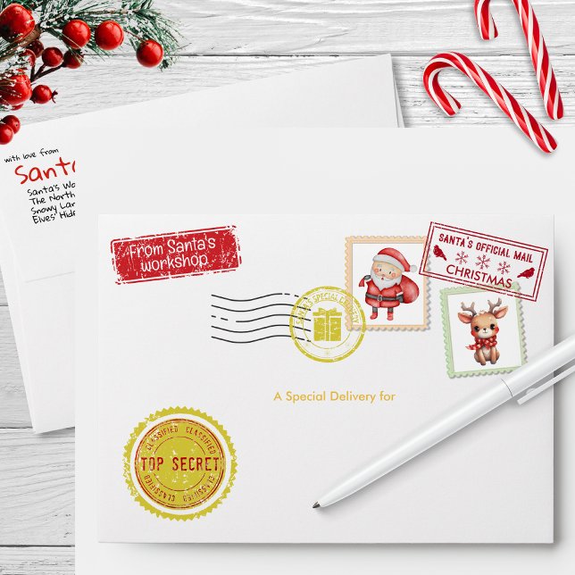 Blank Letter From Santa North Pole Kids Christmas Envelope (Blank Letter From Santa North Pole Kids Christmas Envelope DIY parents teacher stationary vintage)