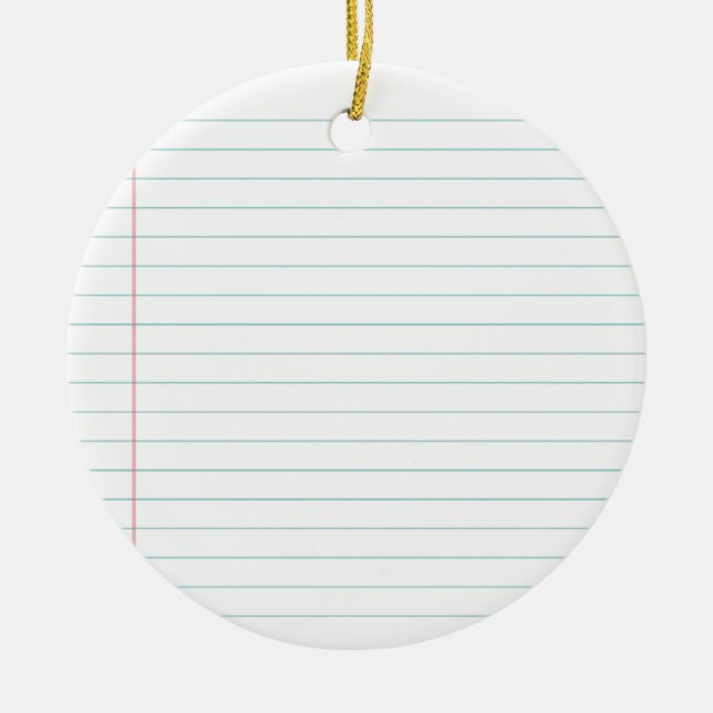 Blank Lined Paper Ceramic Tree Decoration (Front)