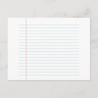 Blank Lined Paper Postcard