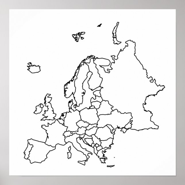 Blank Map of Europe Poster (Front)