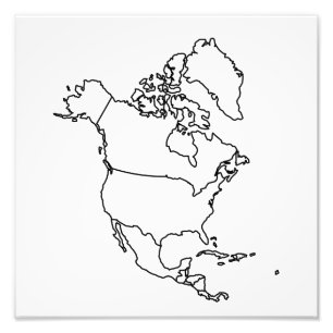 Blank Map of North America Photo Print