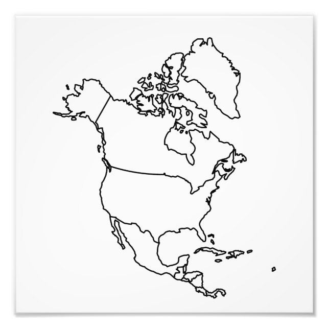 Blank Map of North America Photo Print (Front)