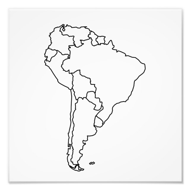Blank Map of South America Photo Print (Front)