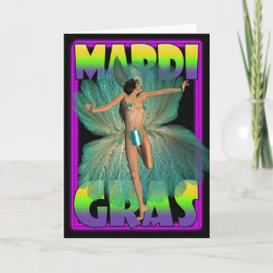 Blank Mardi Gras Card with Dancer Dressed up