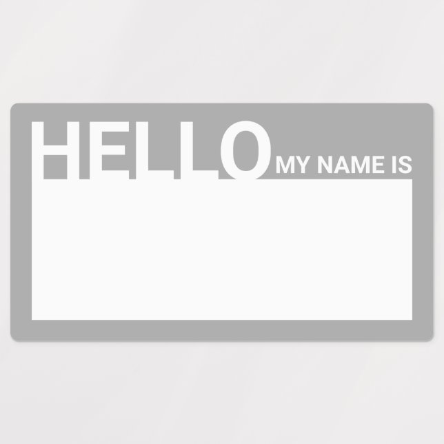 Blank Modern Hello My Name Is Grey (Design 1)