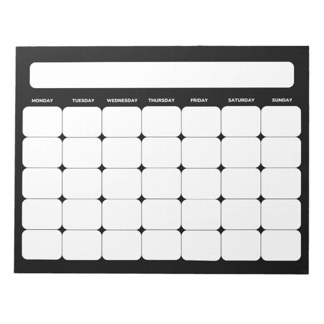 Blank Monthly Planner Calendar Notepad (Front)