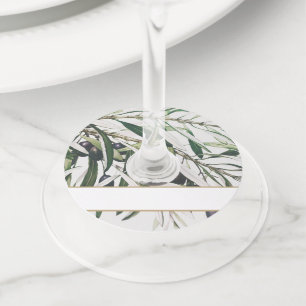 Blank Name Elegant Vintage Olive Branch Wine Glass Tag