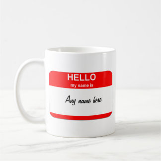 Blank name tag template coffee mug