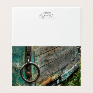Blank Note Card - Green Boat
