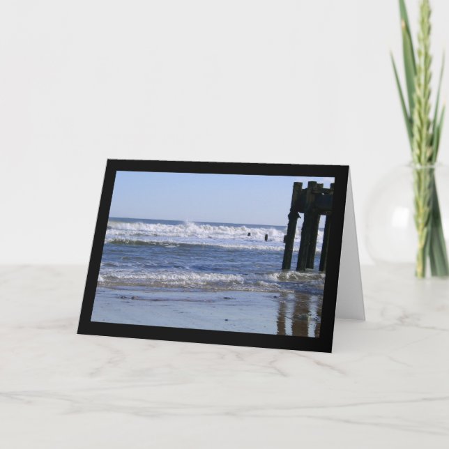 blank note card, sea view Blyth Norhthumberland UK Card (Front)