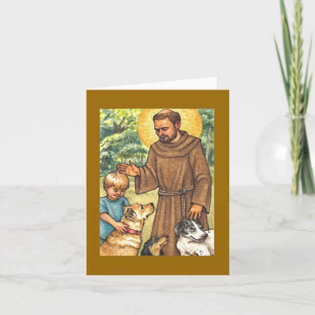 blank note card St Francis & dogs (Front)