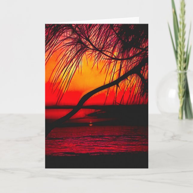 Blank Note Card Sunset on Fire (Front)