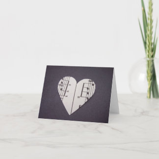 Blank Notecard Vintage Sheet Music Heart