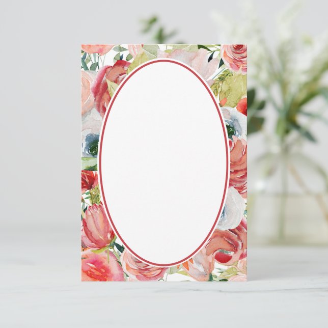 Blank Orange and red floral background wedding    Invitation (Standing Front)