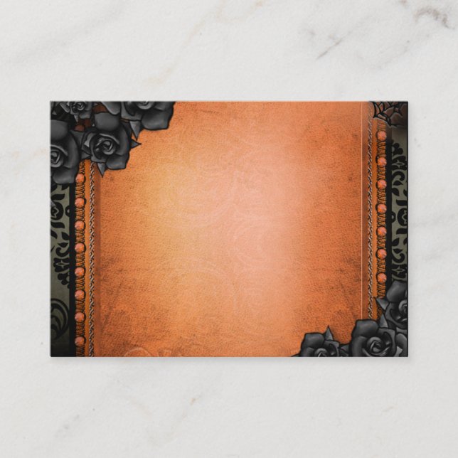BLANK Orange & Black Gothic Seating Cards 3.5x2.5 (Front)