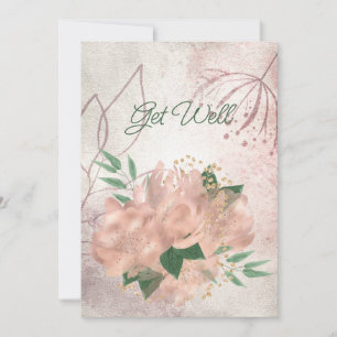 Blank Pale Pink Satin Floral Get Well  Announcemen Announcement