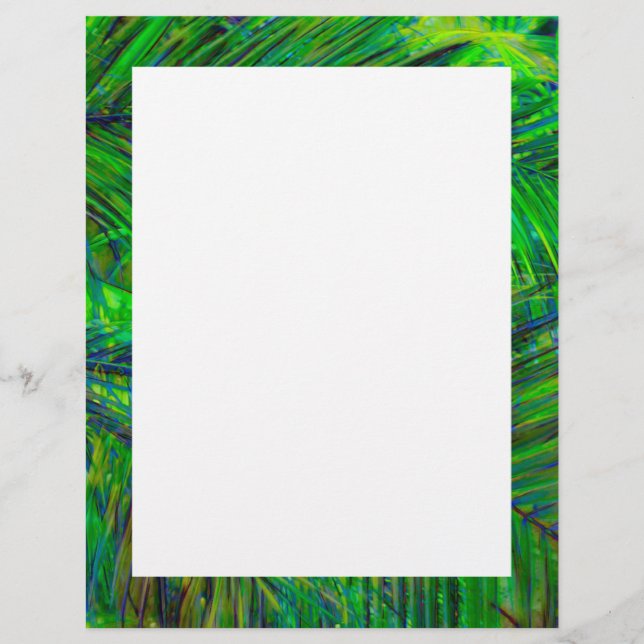 Blank Palm Leaf Border  Custom Letterhead (Front)