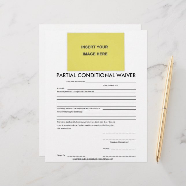 Blank Partial Conditional Waiver Form (Front/Back In Situ)