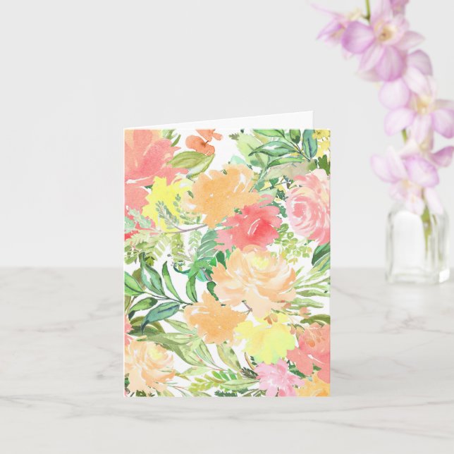 Blank Pastel Summer Flowers Notecard (Orchid)