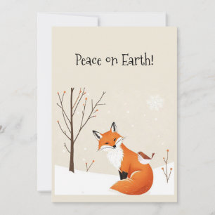 Blank Peace Earth Minimalist Fox Bird Animal Card