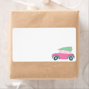 Blank Pink Car Christmas Tree Watercolor Christmas
