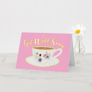 Blank Pink Get Well Soon Real Foil Greeting Card