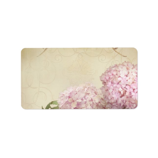 Blank Pink Hydrangea Wedding Print Your Own Label (Front)