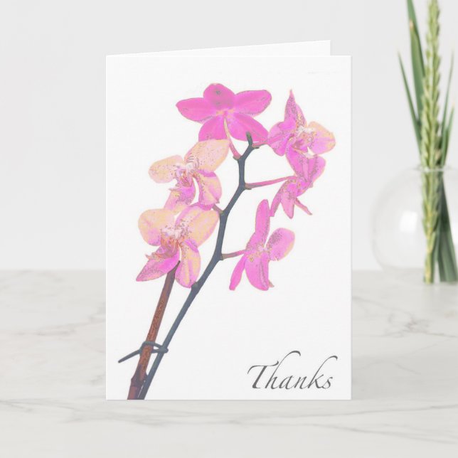Blank Pink Orchid Thank You Card (Front)