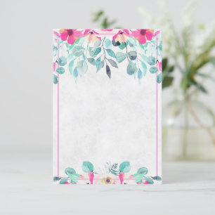 Blank Pink spring watercolor floral wedding Invit Invitation