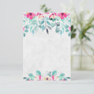 Blank Pink spring watercolor floral wedding Invitation