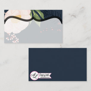 Blank Place Cards Baby Pink Cosmos on Navy