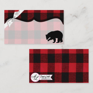 Blank Place Cards Red Plaid Black Bear