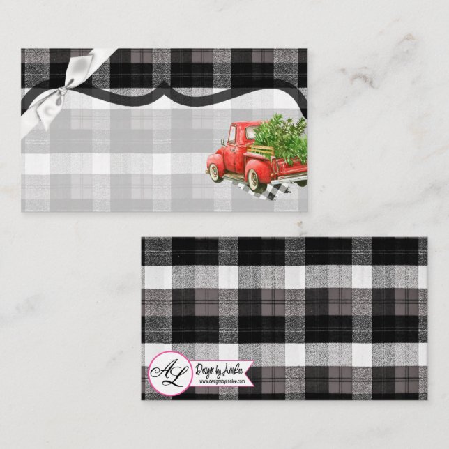 Blank Place Cards XMAS Truck Christmas Buffalo Pla (Front/Back)