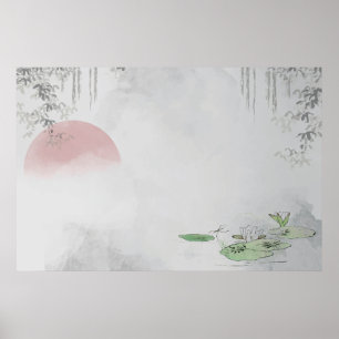 Blank plain leafy frame design poster