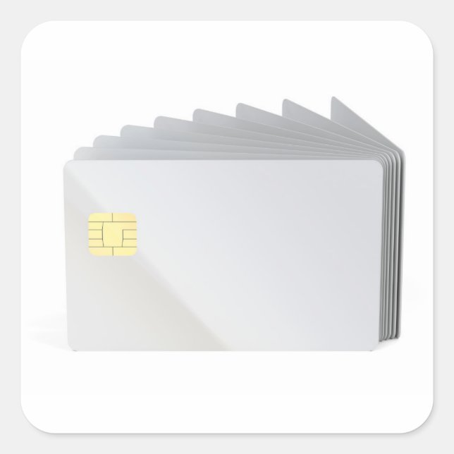 Blank plastic cards with chip square sticker (Front)