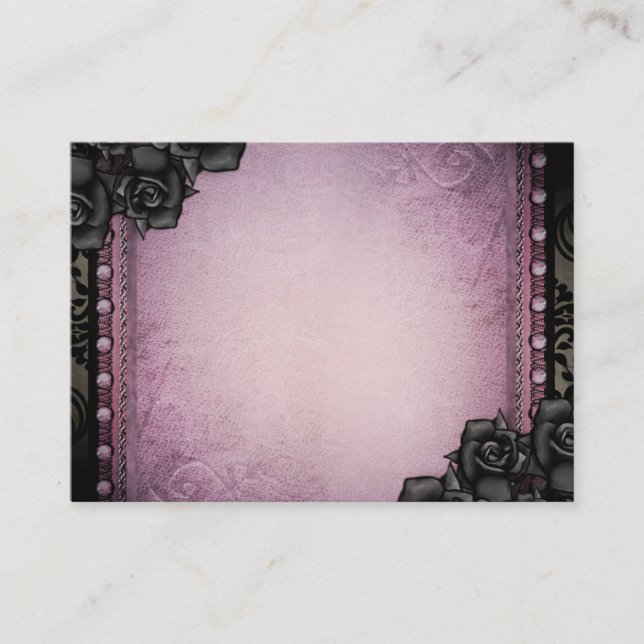 BLANK Purple & Black Gothic Seating Cards 3.5x2.5 (Front)