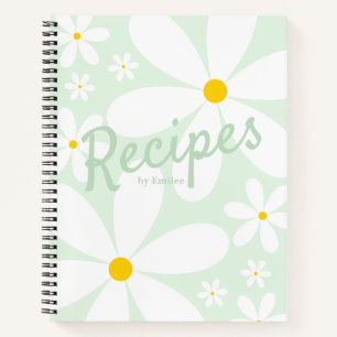 Blank Recipe Book   Elegant Daisy Flowers (Mint) 