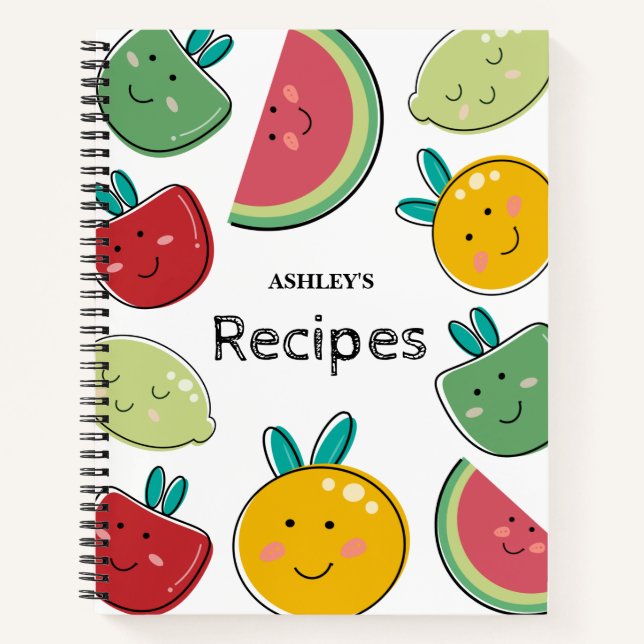 Blank Recipe Book to Write In Summer Fruit Pattern (Front)