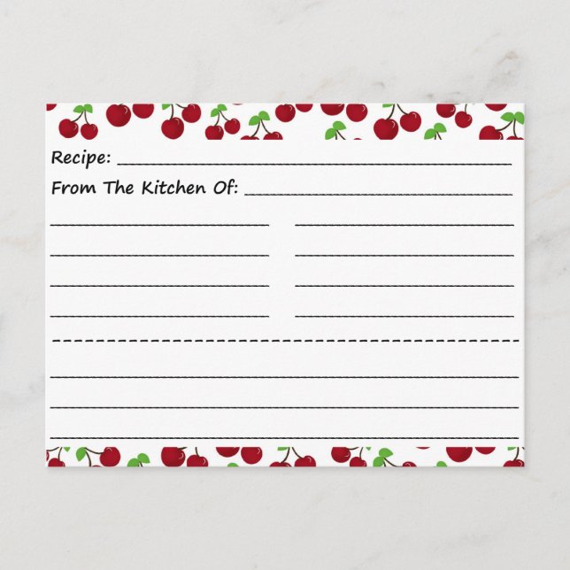 Blank Recipe Cards: Cherries Postcard (Front)