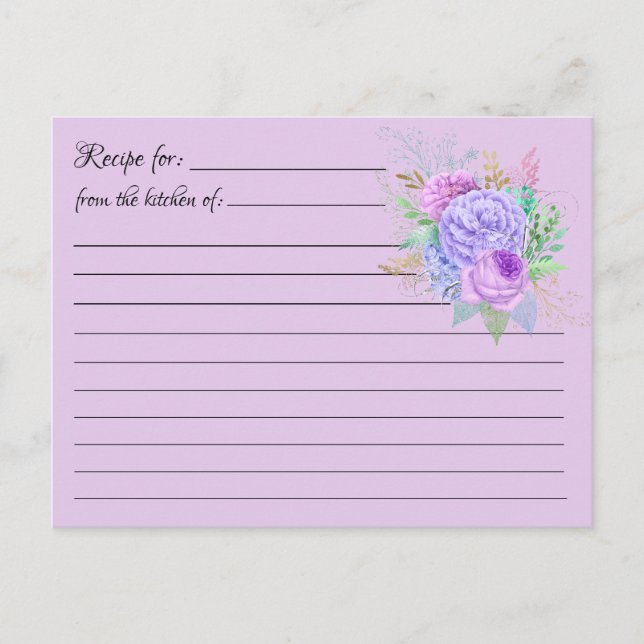Blank Recipe Cards: Flower Bouquet Postcard (Front)
