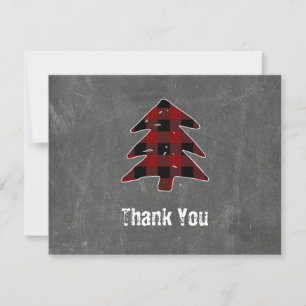 Blank Red Buffalo Plaid Christmas Thank You Notes