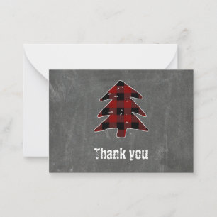 Blank Red Buffalo Plaid Merry Christmas Thank You Card